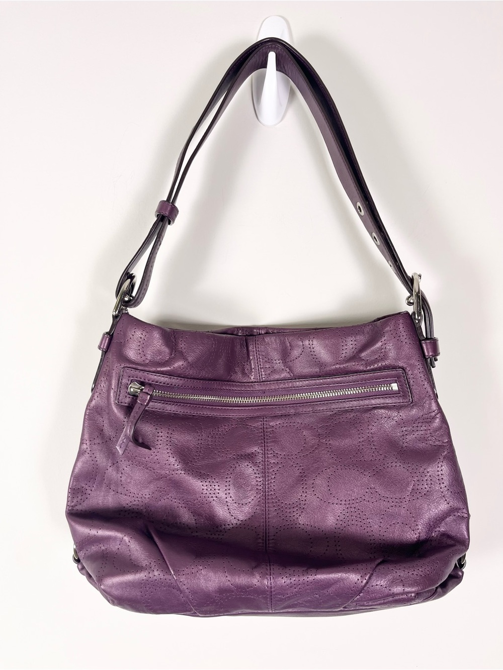 Coach Purple Leather Shoulder Bag